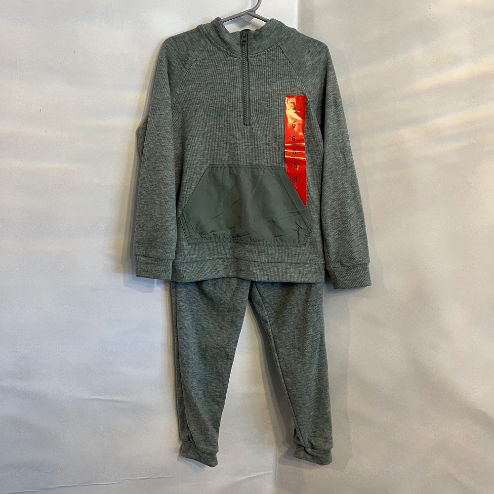 Andy & Evan 2- Piece Boys Set Pants and 1/4 zip Pullover Green Size 6 New w/Tags